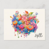 Hallo Zomer Bloem Boeket Whimsical Boho Briefkaart (Voorkant)