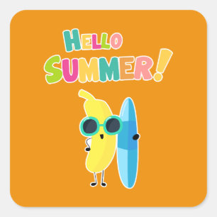 Hallo Zomer! Cool Banana Grappige vakantie Vierkante Sticker