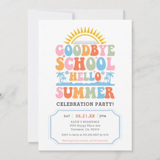 Hallo Zomer Einde van het schoolfeest Kaart (Voorkant)
