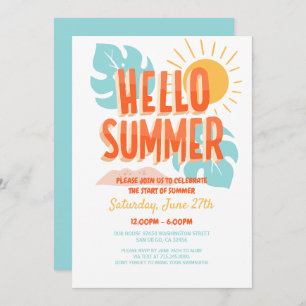 Hallo zomer, einde van schoolfeest, poolfeest kaart