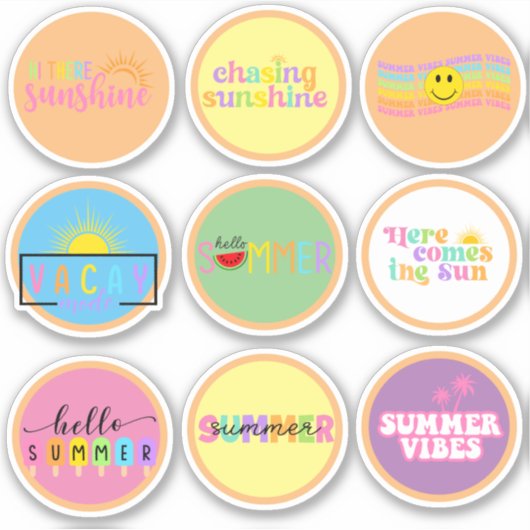 Hallo Zomer en zon Sticker (Voorkant)