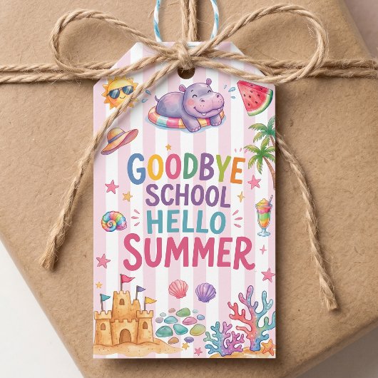 Hallo Zomer Feest Strepen Cadeaulabel