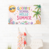 Hallo Zomer Feest Strepen Spandoek (Insitu)