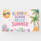Hallo Zomer Feest Strepen Spandoek (Horizontaal)