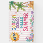 Hallo Zomer Feest Strepen Spandoek (Verticaal)