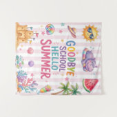 Hallo Zomer Feest Strepen Wandkleed (Voorkant (horizontaal))