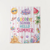 Hallo Zomer Feest Strepen Wandkleed (Voorkant)