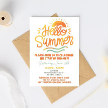 Hallo Zomer Feest Uitnodiging Zon Zomer Oranje
