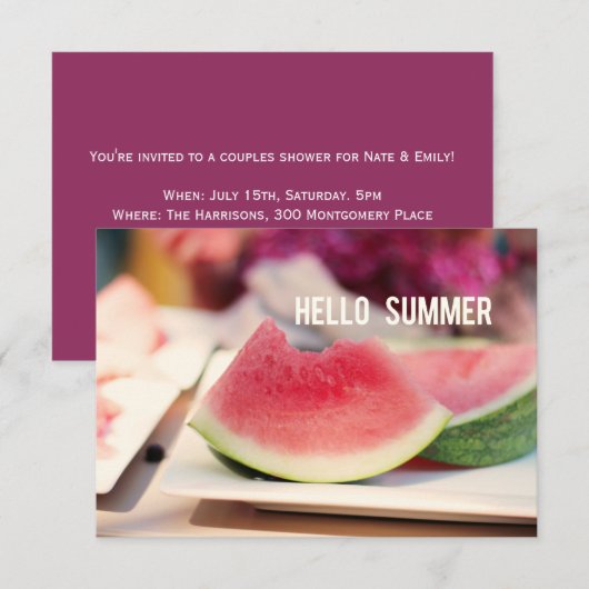 Hallo Zomer //  feestuitnodiging Kaart (Voorkant / Achterkant)