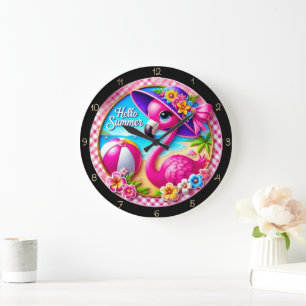Hallo Zomer Flamingo Klok