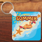 Hallo Zomer Flamingo Strand Sleutelhanger (Voorkant)