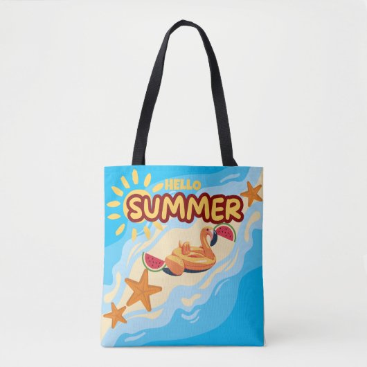 Hallo Zomer Flamingo Strandtas Tote Bag (Voorkant)
