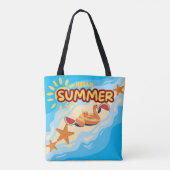 Hallo Zomer Flamingo Strandtas Tote Bag (Achterkant)