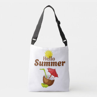 Hallo Zomer Gele Zon Kokosnoot Rode Paraplu Crossbody Tas