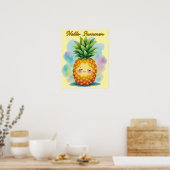 Hallo Zomer Gelukkig Ananas Poster (Keuken)