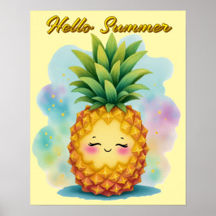 Hallo Zomer Gelukkig Ananas Poster
