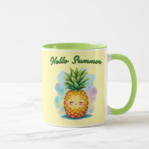 Hallo Zomer Gelukkige Ananas Koffiemok Mok