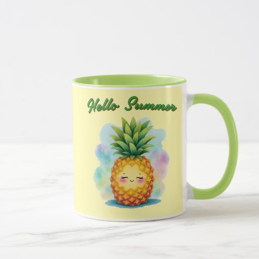 Hallo Zomer Gelukkige Ananas Koffiemok Mok (Rechts)