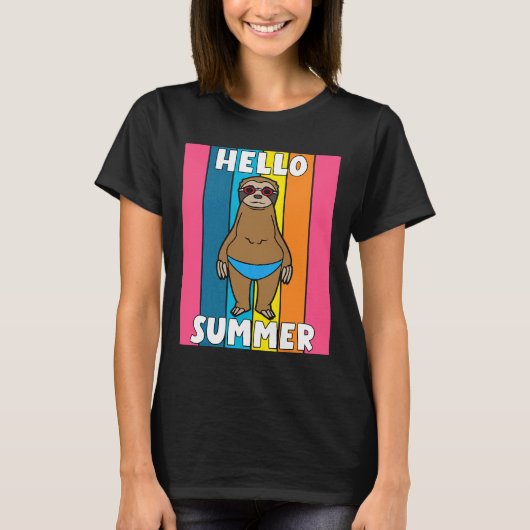 Hallo Zomer Grappig luiaard T-shirt (Voorkant)