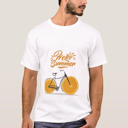 hallo zomer, grappige retro fiets t-shirt (Voorkant)