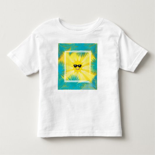 hallo zomer! Happy Sun Smiley Tropical palm lijst Kinder Shirts (Voorkant)