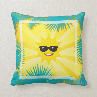 hallo zomer! Happy Sun Smiley Tropical palm lijst Kussen