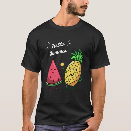 Hallo Zomer High Five Watermelon Ananas Tshirt (Voorkant)