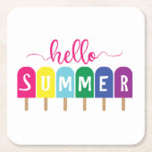 hallo Zomer-ijs-pop Kartonnen Onderzetters (Voorkant)