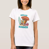 Hallo Zomer Kat T-shirt – Schattigee Cartoon Beach (Voorkant)
