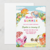 hallo Zomer Kinderen Uitnodiging (Voorkant / Achterkant)