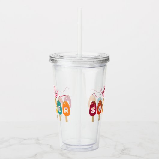 Hallo zomer | Kleurrijk ijsje Acryl Drinkbeker (Rechts)