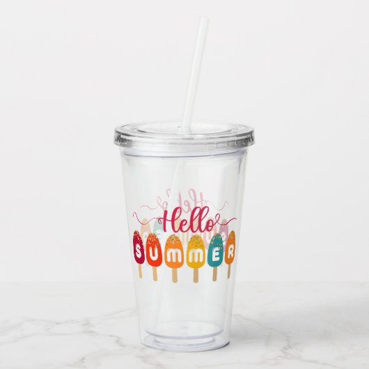 Hallo zomer | Kleurrijk ijsje Acryl Drinkbeker (Achterkant)
