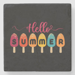 Hallo zomer | Kleurrijk ijsje Stenen Onderzetter