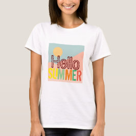 hallo Zomer kleurrijk wit draagt schattige zonnetj T-shirt
