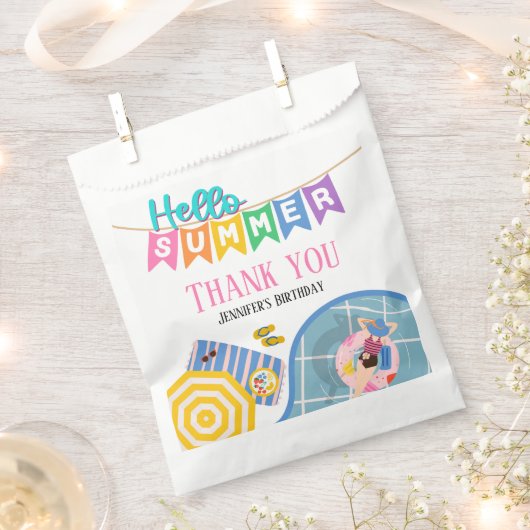 Hallo Zomer Kleurrijke Banner Pool Party Dank u Bedankzakje (Geknipt)