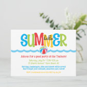 Hallo Zomer Kleurrijke Beach Ball Waves Pool Party Kaart (Staand voorkant)