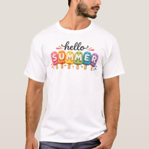Hallo Zomer Kleurrijke Popsicle Zomerfeest T-shirt