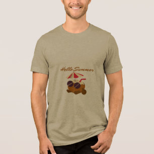 Hallo Zomer Kokosnoot Strand Vakantie Tropisch Tri-Blend Shirt