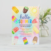 Hallo zomer, laatste schooldag, poolparty kaart (Staand voorkant)