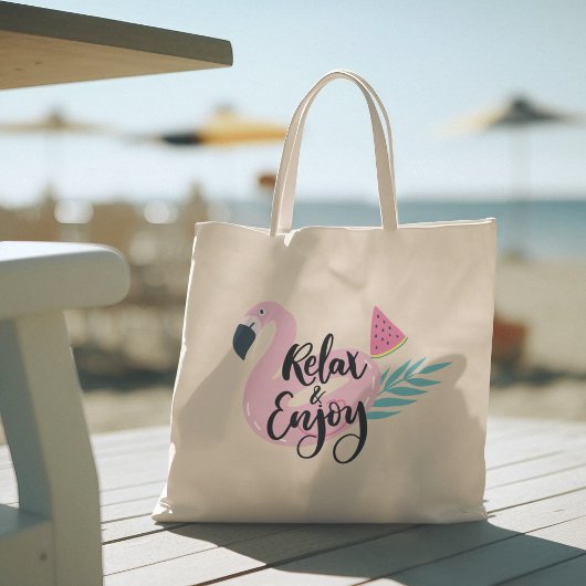 hallo zomer met Flamingo Tropical Tote Bag