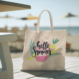 Hallo Zomer met Flamingo Tropische Boodschappentas Tote Bag