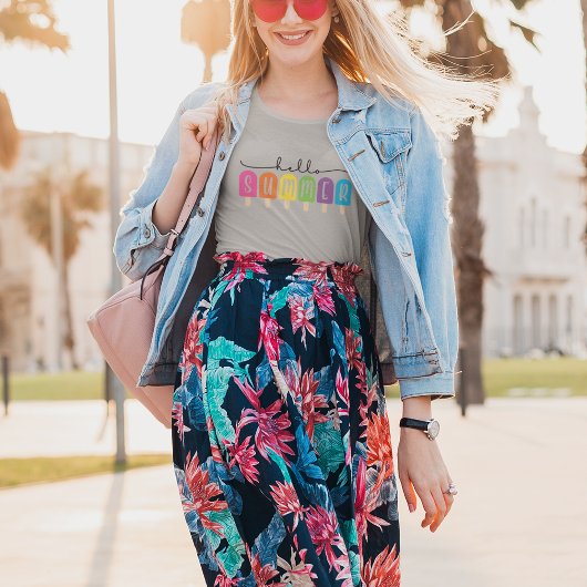 Hallo Zomer met kleurrijke tekst T-shirt