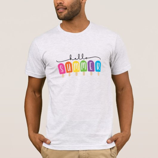 Hallo Zomer met kleurrijke tekst T-shirt (Voorkant)