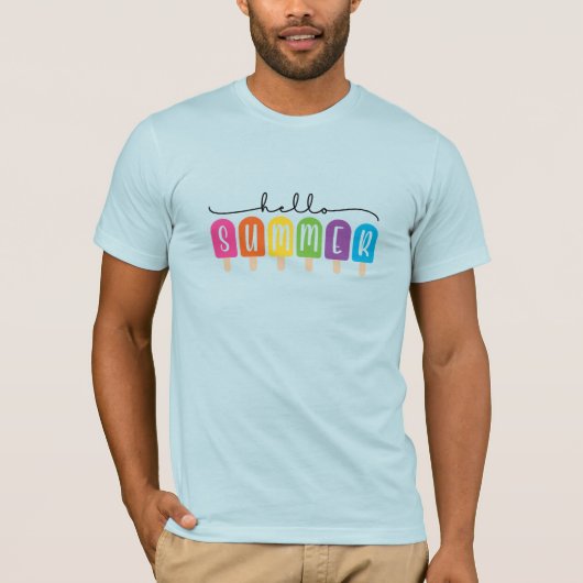 Hallo Zomer met kleurrijke tekst T-shirt (Voorkant)