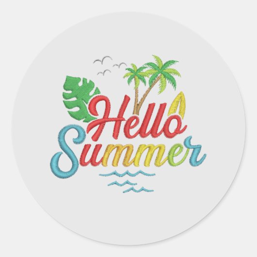 Hallo Zomer met stijl en enthousiasme Ronde Sticker (Voorkant)