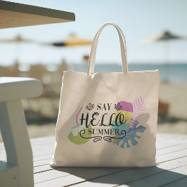 hallo zomer met typografie tropische Canvas tas