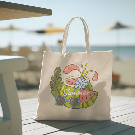 hallo zomer met typografie tropische Canvas tas