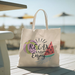 hallo zomer met typografie tropische Canvas tas