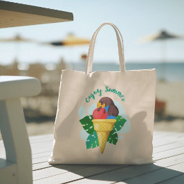 hallo zomer met typografie tropische Canvas tas
