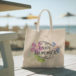hallo zomer met typografie tropische Canvas tas